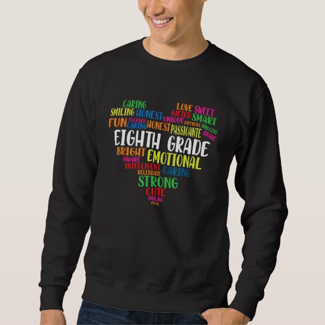 Sweatshirt Back To School Eighth Grade Team Heart Teacher Stu (Devant)