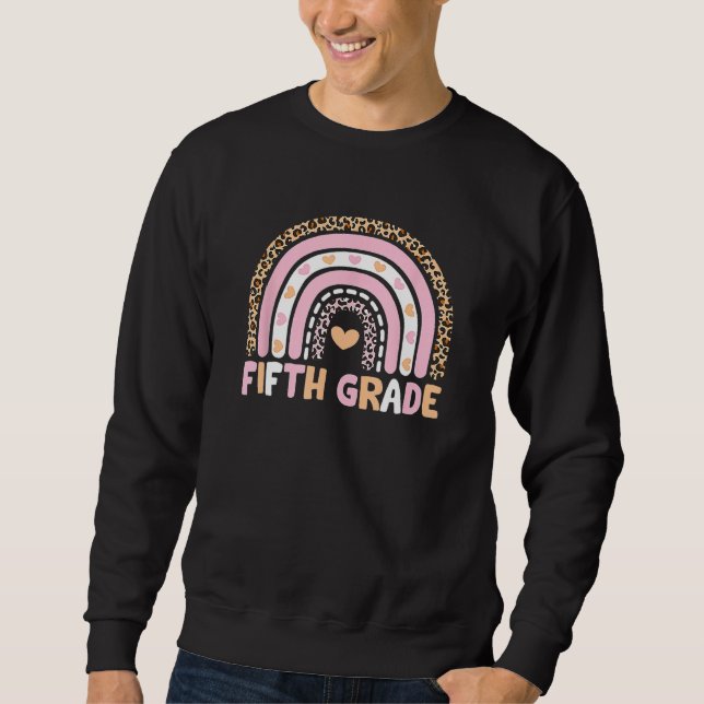 Sweatshirt Back To School Fifth Grade Rainbow Leopard Girls T (Devant)