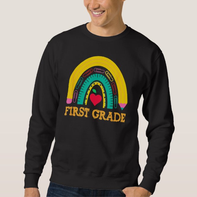 Sweatshirt Back To School First Grade Rainbow Girls Boys Teac (Devant)