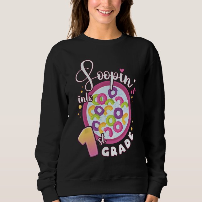 Sweatshirt Back To School Girl 1st Grade First Day Of School (Devant)