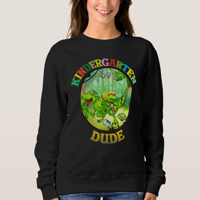 Sweatshirt Back To School Kids Kindergarten Dude Dinosaur Boy (Devant)