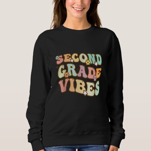 Sweatshirt Back To School Kindergarten Vibes Groovy Teacher W (Devant)