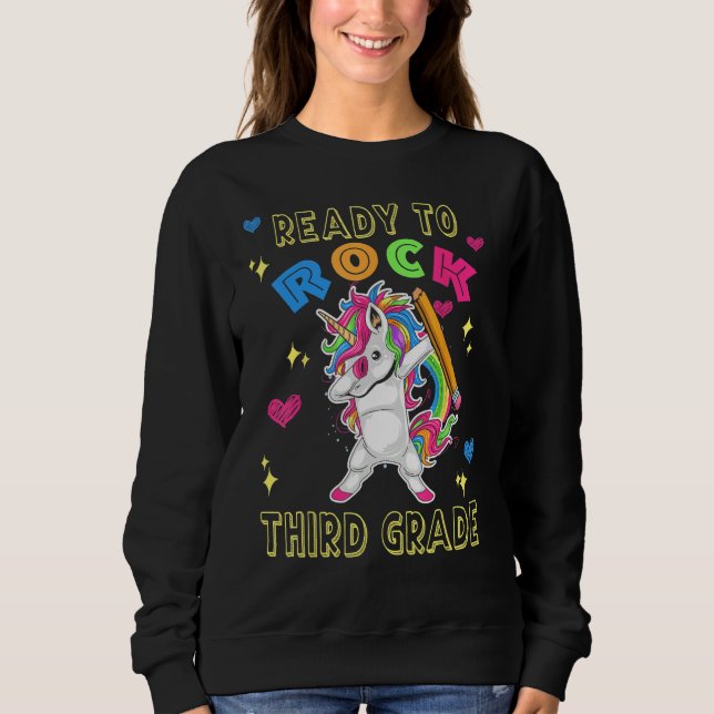 Sweatshirt Back To School Ready To Rock Third 3rd Grade Dabbi (Devant)