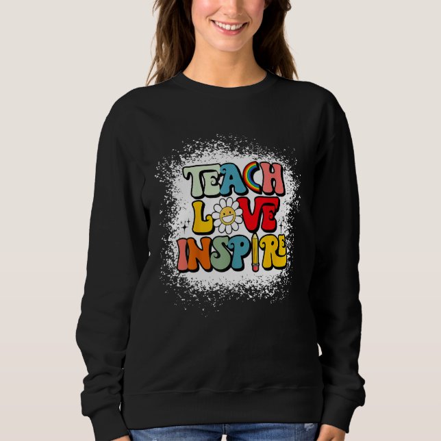 Sweatshirt Back To School Teach Love Inspire Retro Teachers_1 (Devant)