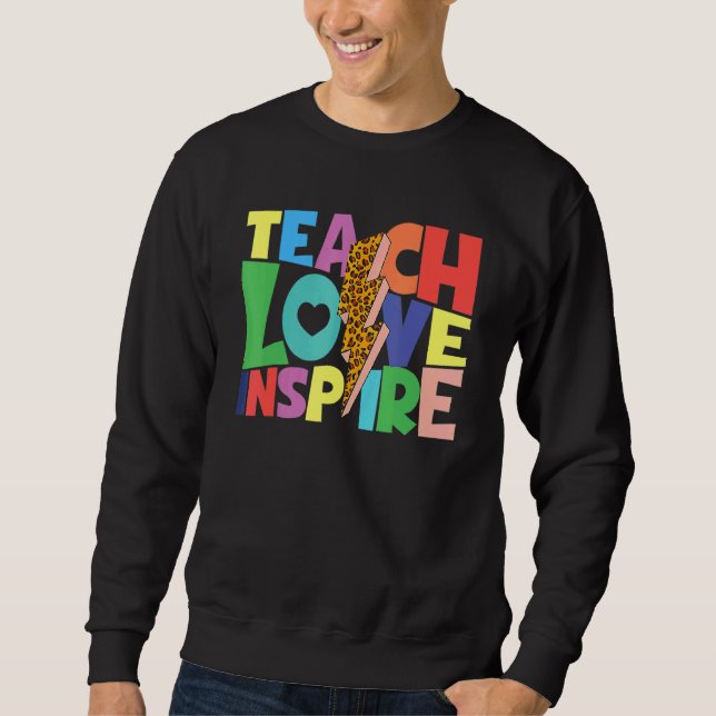 Sweatshirt Back To School Teach Love Inspire Teachers Leopard (Devant)