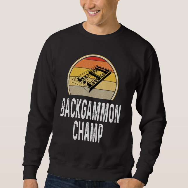 Sweatshirt Backgammon Champ Boardgame Jeu Joueur Retro (Devant)