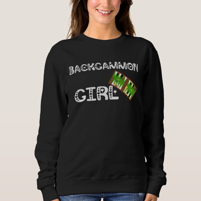Sweatshirt Backgammon Girl Board Game Playing Wooden Board Ga (Devant)