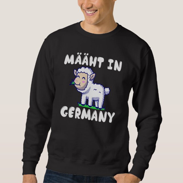 Sweatshirt Backprint Mows in Germany lawn mower sheep saying (Devant)