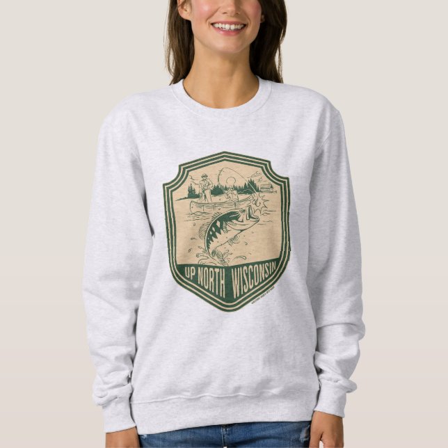 Sweatshirt Badge de pêche dans le nord du Wisconsin (Devant)