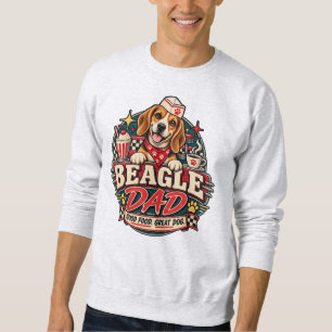 Sweatshirt Badge d'empreinte de patte de diner rétro pour pap