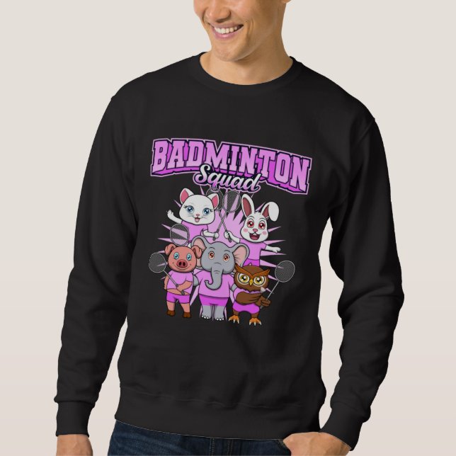 Sweatshirt Badminton Squad Cute Animals Shuttlecock (Devant)