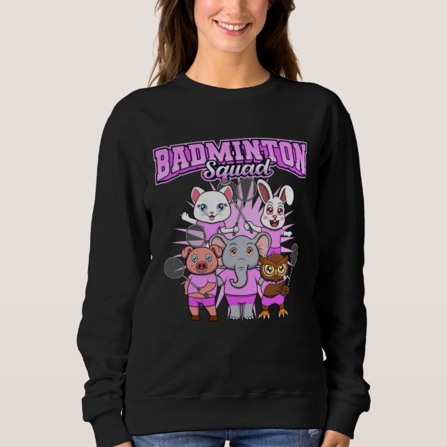 Sweatshirt Badminton Squad Cute Animals Shuttlecock (Devant)