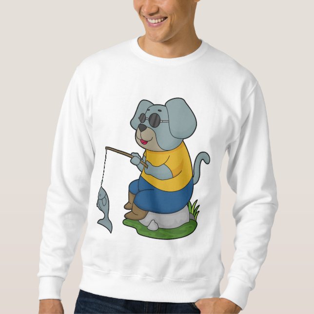 Sweatshirt Baguette de pêche du chien (Devant)