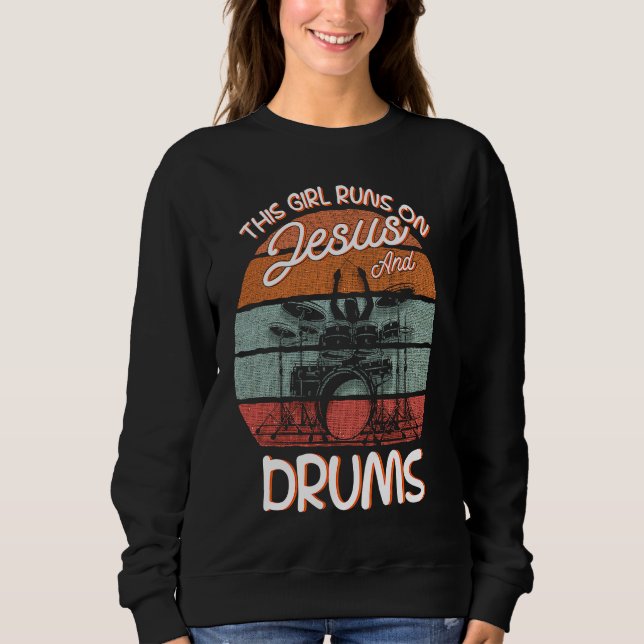 Sweatshirt Baguettes de batteur Instrument Kit de batterie (Devant)