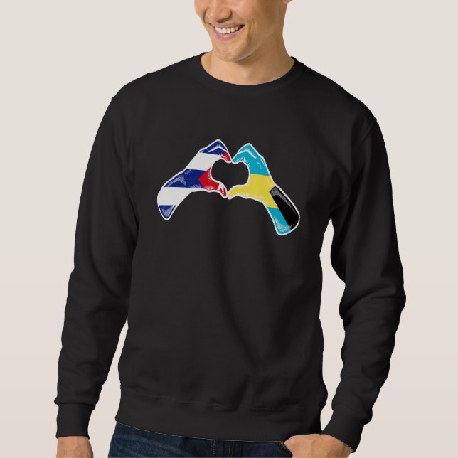 Sweatshirt Bahamas Cuba Flag Bahamians Cuban Heart (Devant)