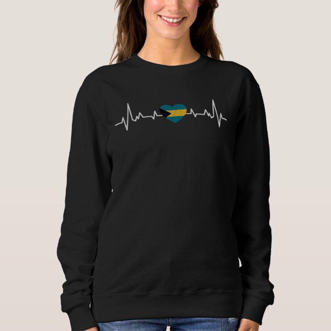 Sweatshirt Bahamas Flag Heartbeat Proud Bahamian (Devant)