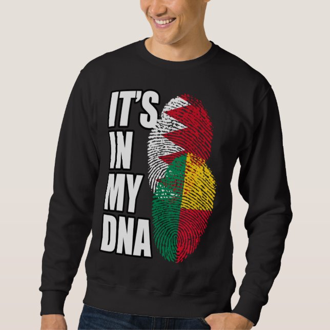 Sweatshirt Bahraini And Beninese Mix DNA Flag Heritage (Devant)