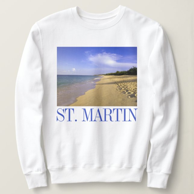 Sweatshirt Baie Longue Long Bay Beach, St. Martin (Design devant)
