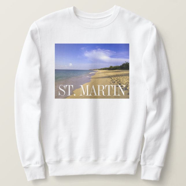 Sweatshirt Baie Longue Long Bay Beach, St-Martin (Design devant)