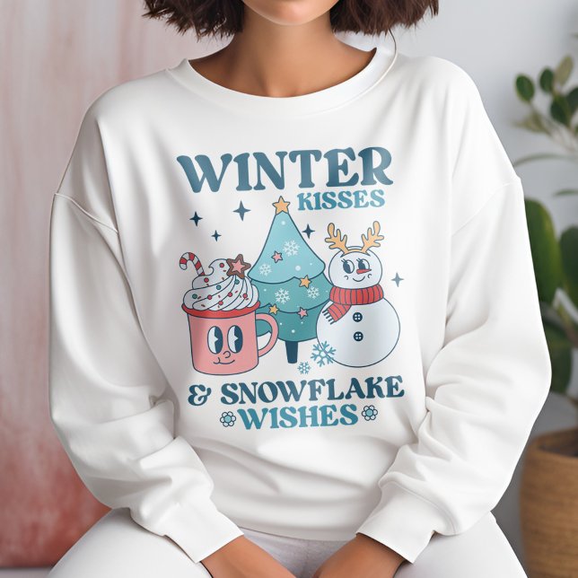 Sweatshirt Baisers d'hiver mignon et voiles de neige hiver (Créateur téléchargé)