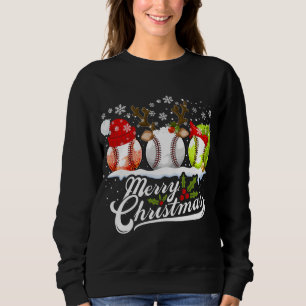 Sweatshirt Bal de baseball de Noël Santa Hat Elf Reindeer Amu