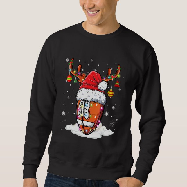 Sweatshirt Bal de football Santa Hat Reindeer lumières de Noë (Devant)