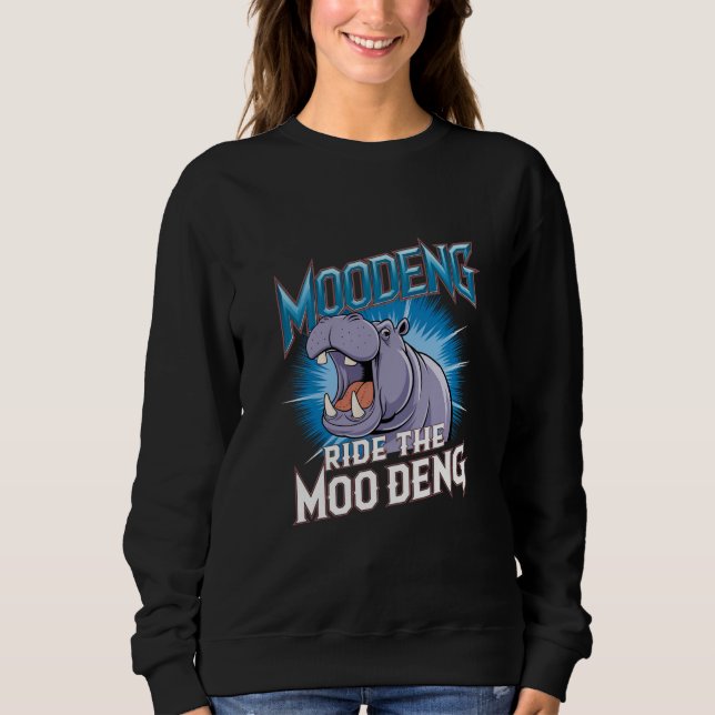 Sweatshirt Balade à dos d'hippopotame de MOO DENG The MOO DEN (Devant)