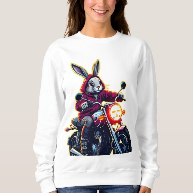 Sweatshirt Balade En Moto Avec Neon Kash Rabbit (Devant)