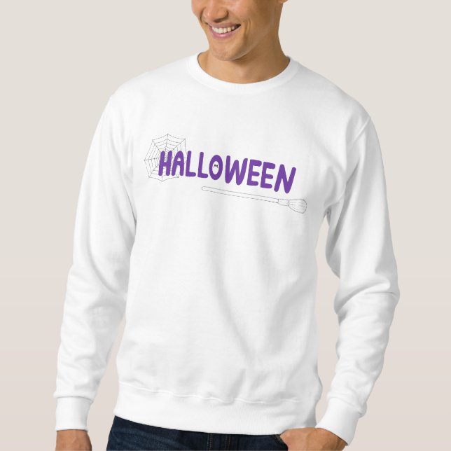 Sweatshirt Balai de sorcière gras lettrage rond d'Halloween a (Devant)