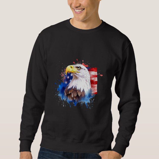 Sweatshirt Bald Eagle 4th of July American Flag Country Tee (Devant)