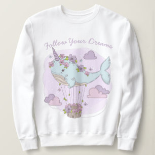 Sweatshirt Baleine à licorne volante