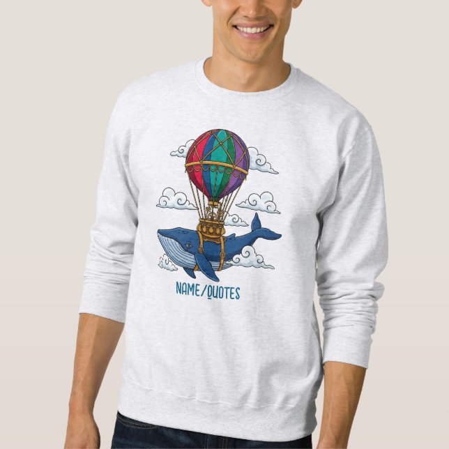 Sweatshirt Baleine bleue volant avec montgolfière (Devant)