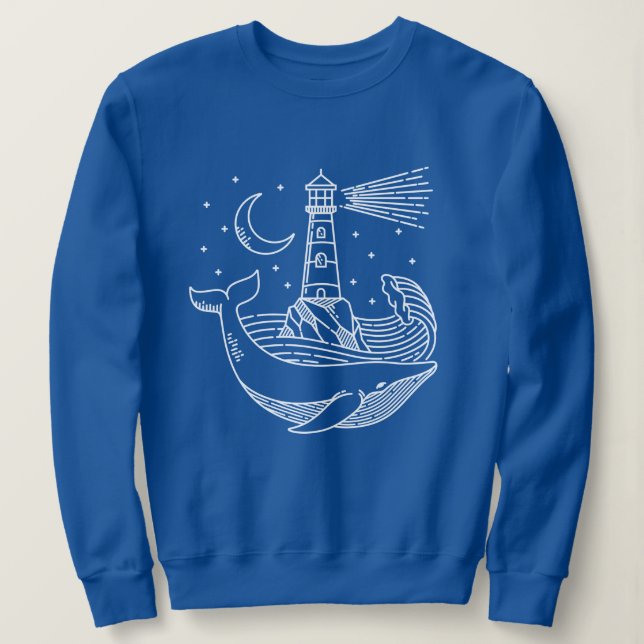Sweatshirt Baleine de lune phare (Design devant)