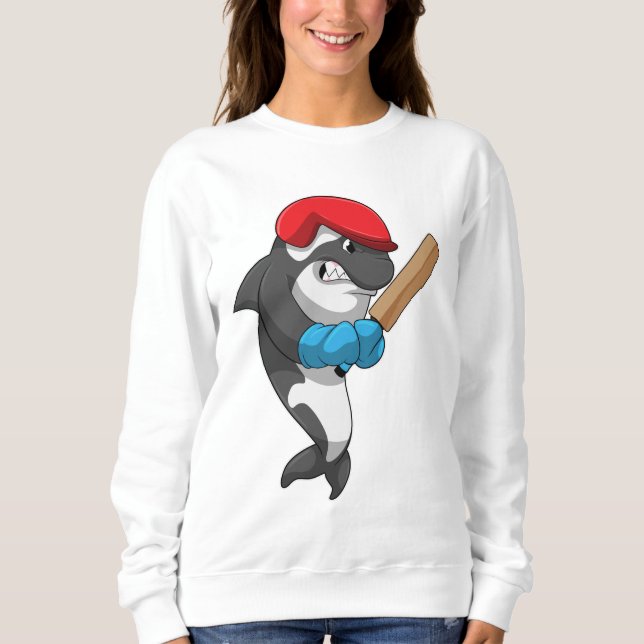 Sweatshirt Baleine tueuse au cricket avec chauve-souris de cr (Devant)