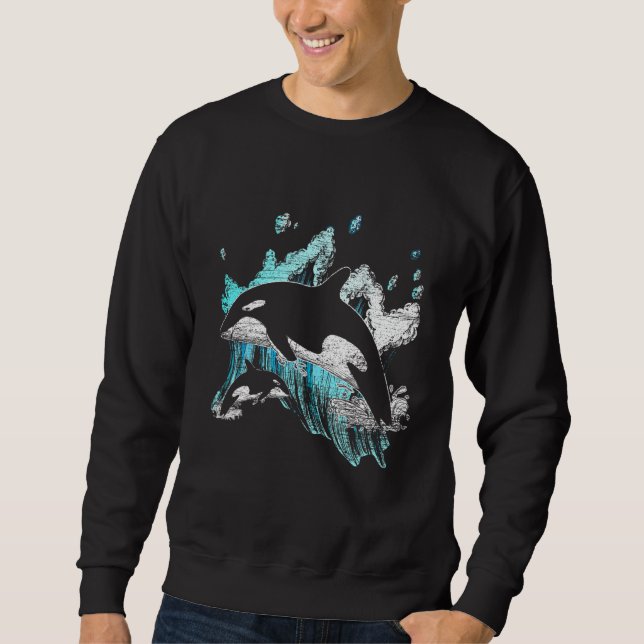 Sweatshirt Baleine tueuse Océan natation Cool Animal Créature (Devant)