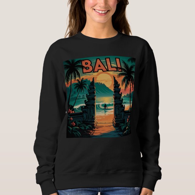 Sweatshirt Bali Island Summer - Sunset Beach Ocean Surfers (Devant)