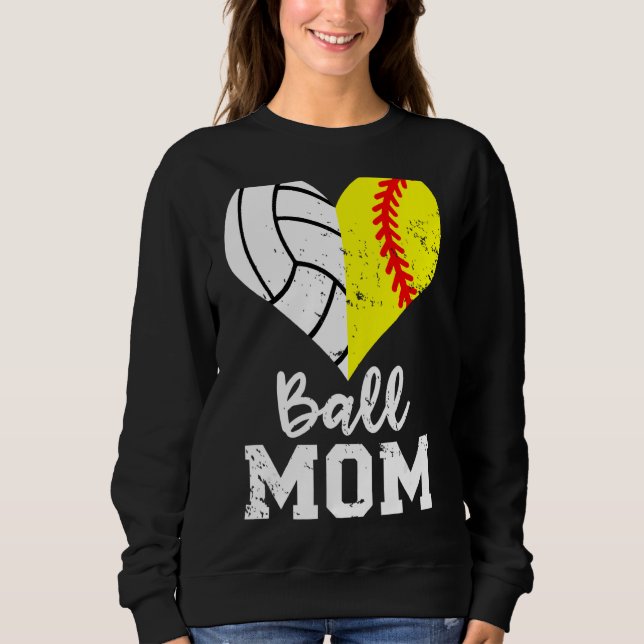 Sweatshirt Ball Maman Coeur Softball Volleyball Maman (Devant)