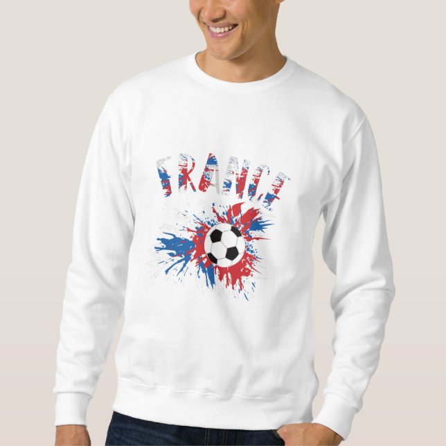 Sweatshirt Balle de foot grunge drapeau de la France (Devant)