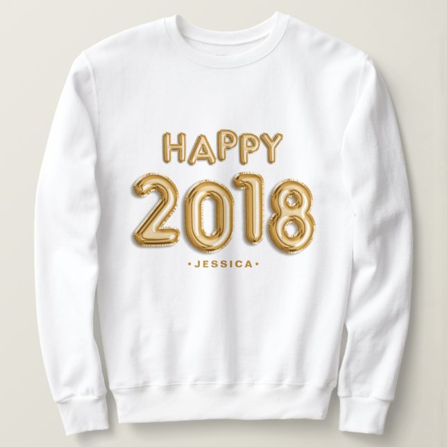 Sweatshirt Ballons Gold Foil Happy 2018 Personnalisé (Design devant)