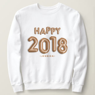 Sweatshirt Ballons roses Gold Foil Happy 2018 Personnalisé