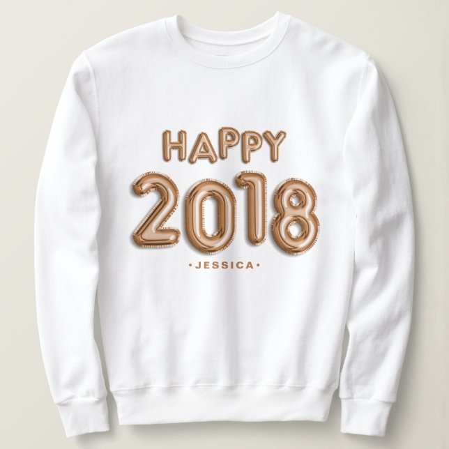 Sweatshirt Ballons roses Gold Foil Happy 2018 Personnalisé (Design devant)