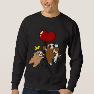 Sweatshirt Balloon Coeur Sloth Et Chat
