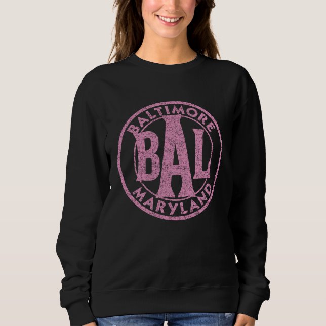 Sweatshirt Baltimore BAL Circle Sign Distressed Pink Print (Devant)