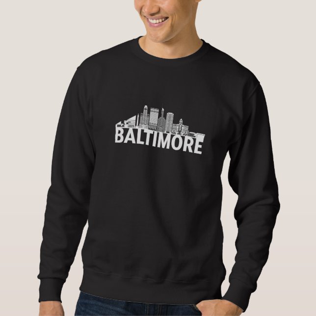 Sweatshirt Baltimore Maryland City Skyline Silhouette Outline (Devant)