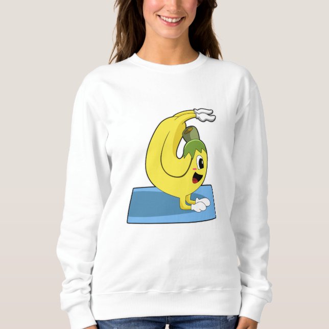 Sweatshirt Banane au Yoga sur tapis de Yoga (Devant)