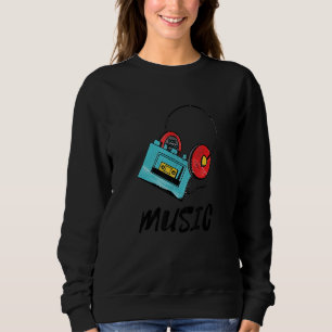 Sweatshirt Bande Cassette Musique Écouteur Dj 80s 90s Vintage