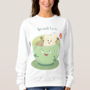 Sweatshirt Bande dessinée de la tasse de thé mignonne humour