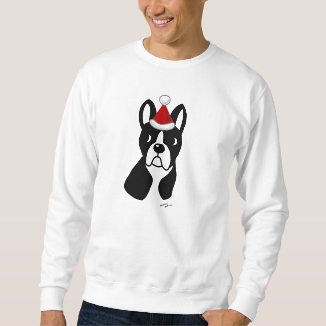 Sweatshirt Bande dessinée de Noël de Boston Terrier (Devant)