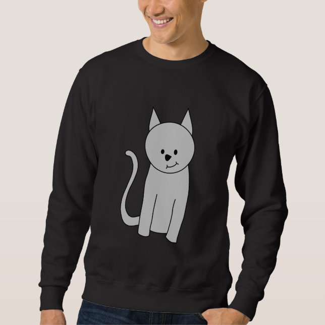 Sweatshirt Bande dessinée grise de chat (Devant)