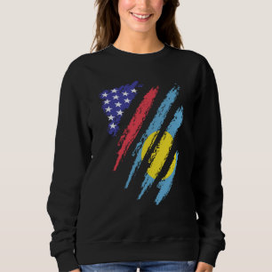 Sweatshirt Bandes de drapeau de coeur cultivé de patriote amé
